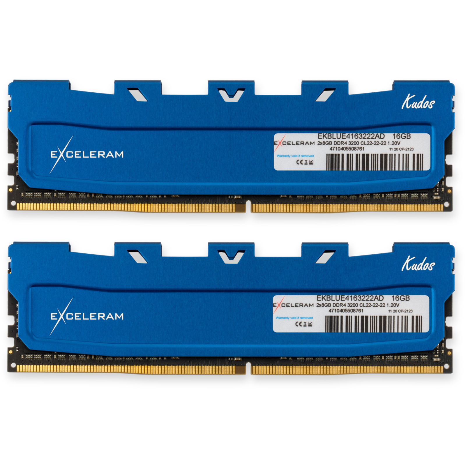 Модуль памяти для компьютера DDR4 16GB (2x8GB) 3200 MHz Blue Kudos eXceleram (EKBLUE4163222AD)