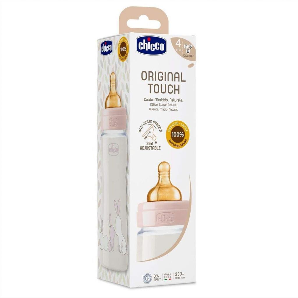 Бутылочка для кормления Chicco Original Touch с латексной соской 4м+ 330 мл Бежевая (27634.30) изображение 3