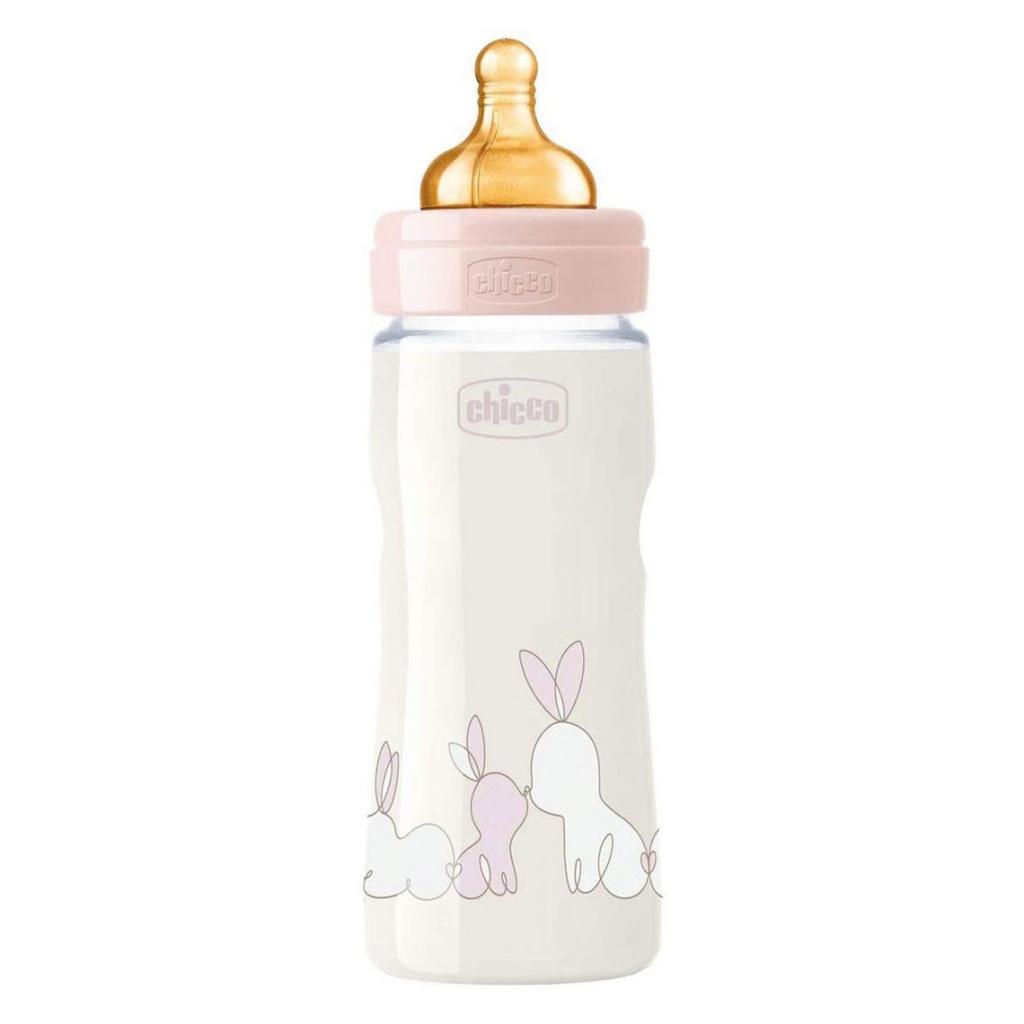 Бутылочка для кормления Chicco Original Touch с латексной соской 4м+ 330 мл Розовая (27634.10)