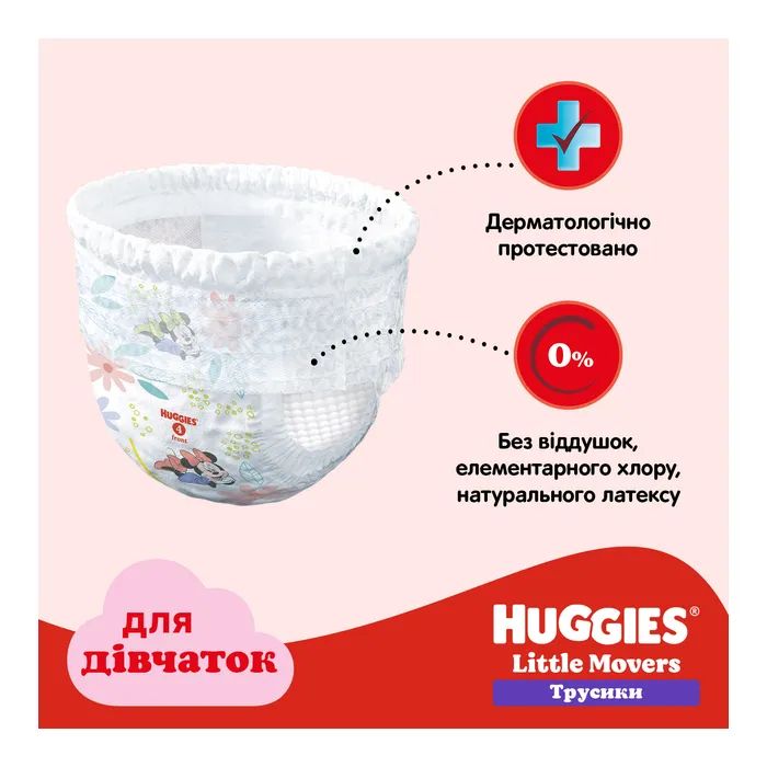Подгузники Huggies Little Movers/Pants 5 (12-17 кг) для девочек 96 шт (5029054568170) изображение 10