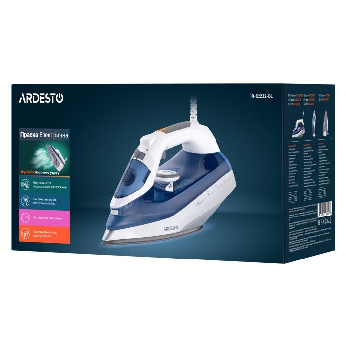 Праска Ardesto IR-C2232-BL /2200Вт /320мл/пар/ самоочищення/антикапля /кера (IR-C2232-BL) зображення 8