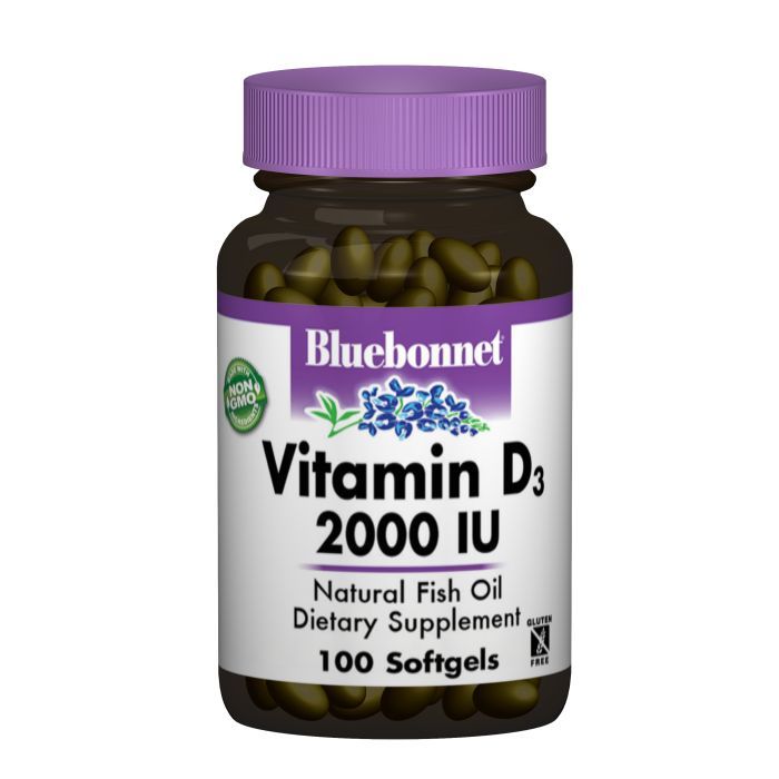 Витамин Bluebonnet Nutrition Витамин D3 2000IU, 100 желатиновых капсул (BLB0317)