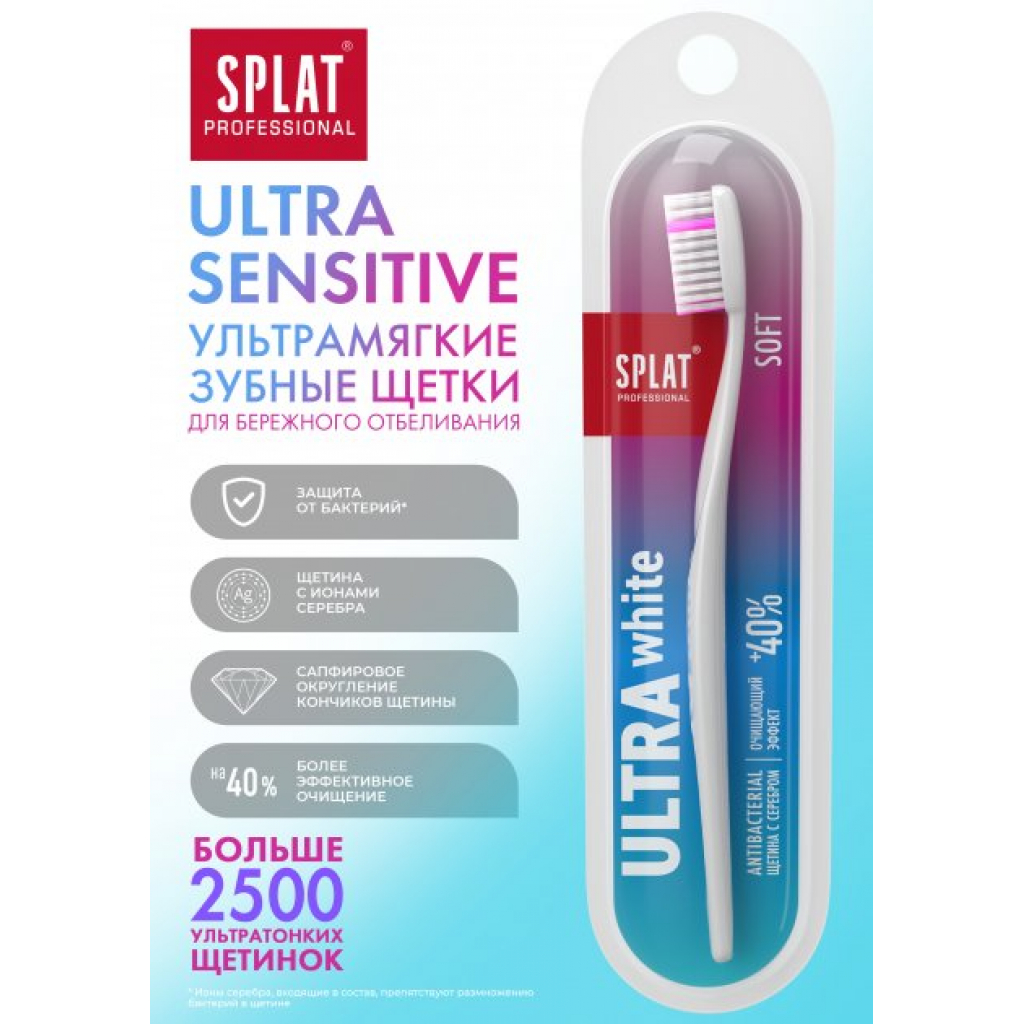Зубная щетка Splat Professional Ultra White Soft Голубая щетина (4603014010957) изображение 3