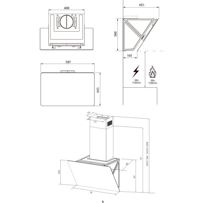 Вытяжка кухонная Interline FLOW WH A/60/GL/M изображение 11