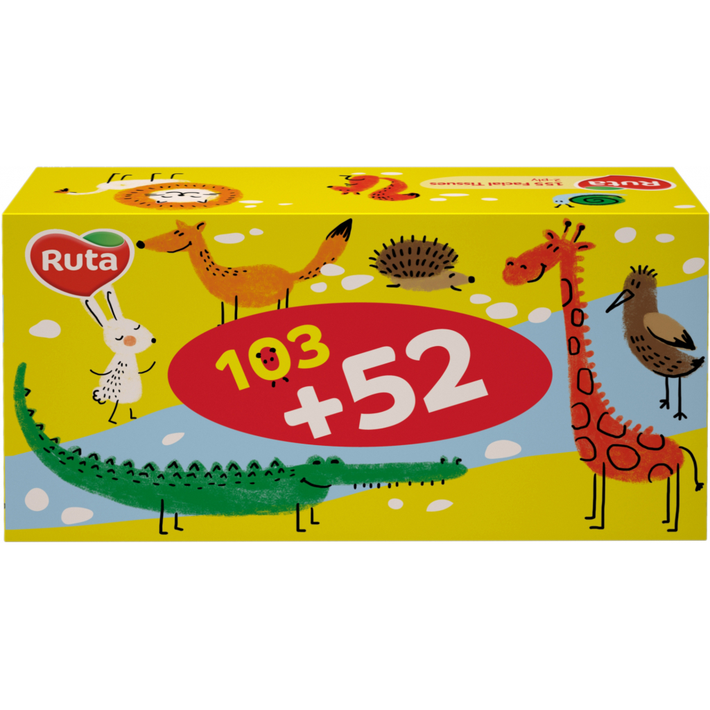 Салфетки косметические Ruta Kids 2 слоя 155 листов (4820023748422)