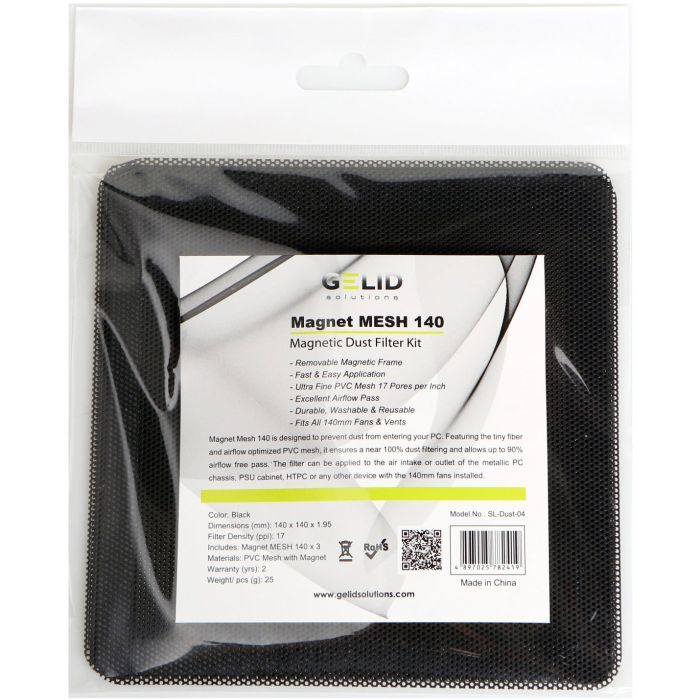 Пиловий фільтр для ПК Gelid Solutions MAGNET MESH DUST FILTER 140 3pcs (SL-Dust-04) зображення 2