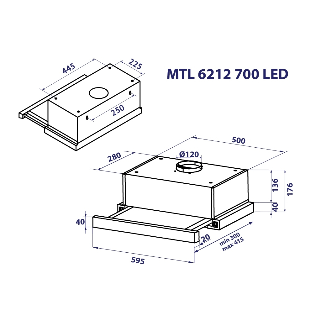 Вытяжка кухонная Minola MTL 6212 BL 700 LED изображение 11
