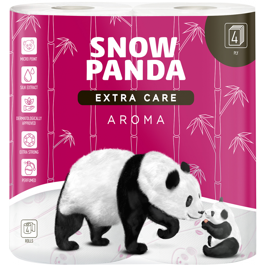 Туалетний папір Сніжна Панда Extra Care Aroma 4 шари 16 рулонів (4820183970664)