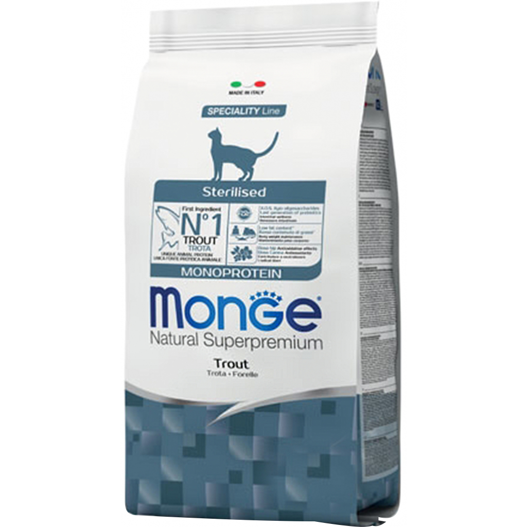 Сухий корм для кішок Monge Cat Monoprotein Sterilised з фореллю 10 кг (8009470056304)