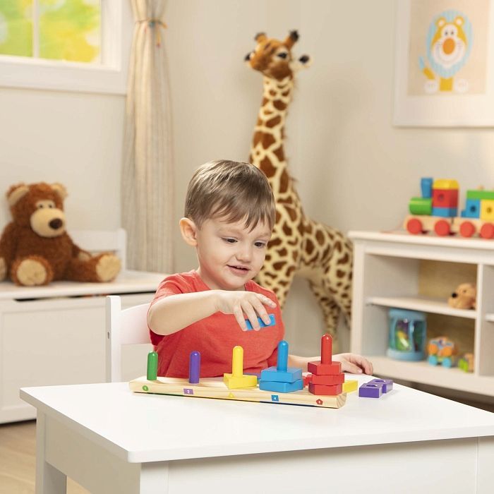 Развивающая игрушка Melissa&Doug деревянные пирамидки на платформе (MD10379) изображение 2