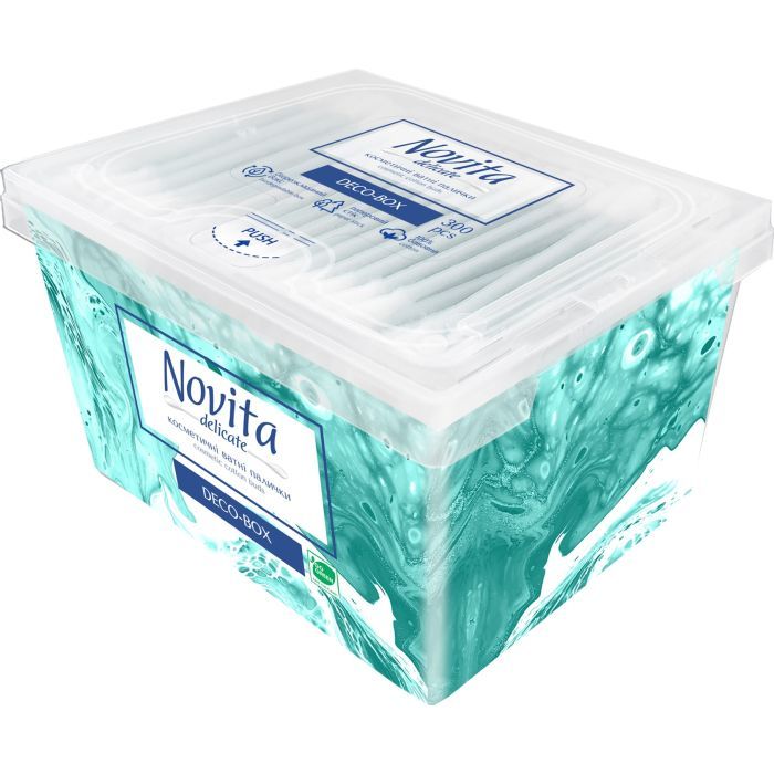 Ватные палочки Novita Delicate Deco-box в квадратной коробке 300 шт. (4823071643909) изображение 4