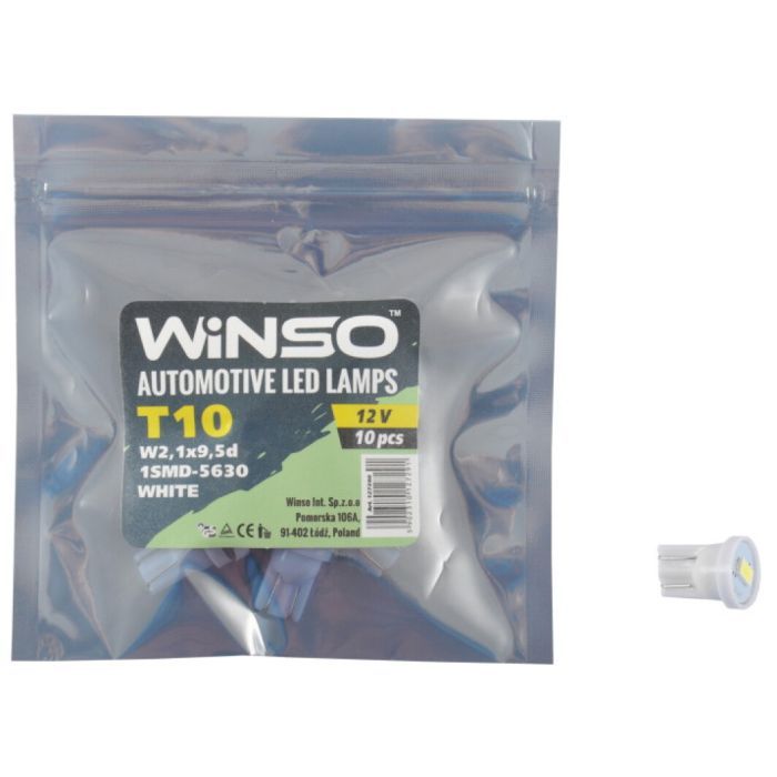 Автолампа WINSO SMD T10 W2.1x9.5d 1LED 5630 white (127290) изображение 2