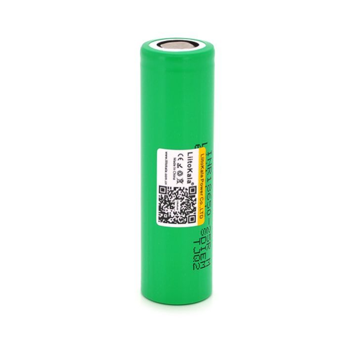 Аккумулятор 18650 2500mAh (2450-2650mah), 3.7V (2.75-4.2V), green, PVC BOX Liitokala (Lii-25R)