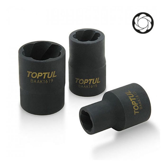 Екстрактор Toptul головка для пошкоджених болтів 1/2" 19мм (BAAK1619)