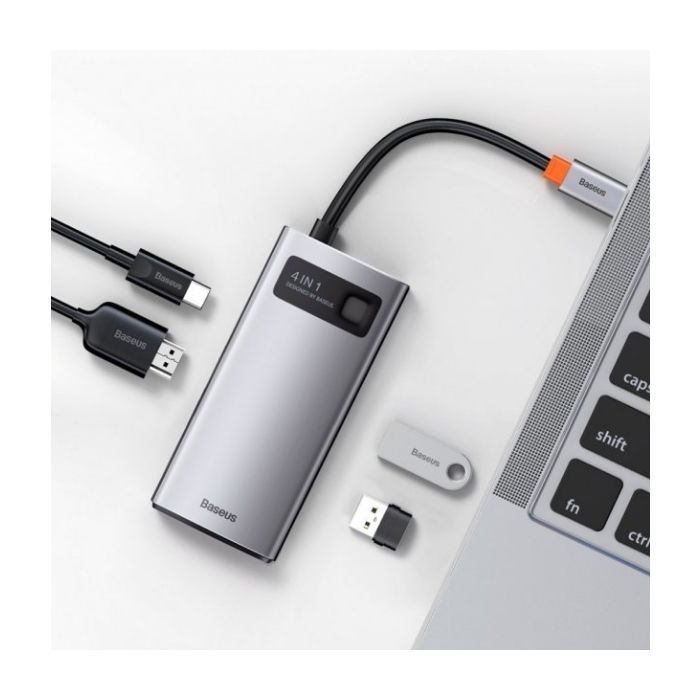 Концентратор Baseus Metal Gleam Series 4-in-1 Multifunctional Gray (CAHUB-CY0G) изображение 3