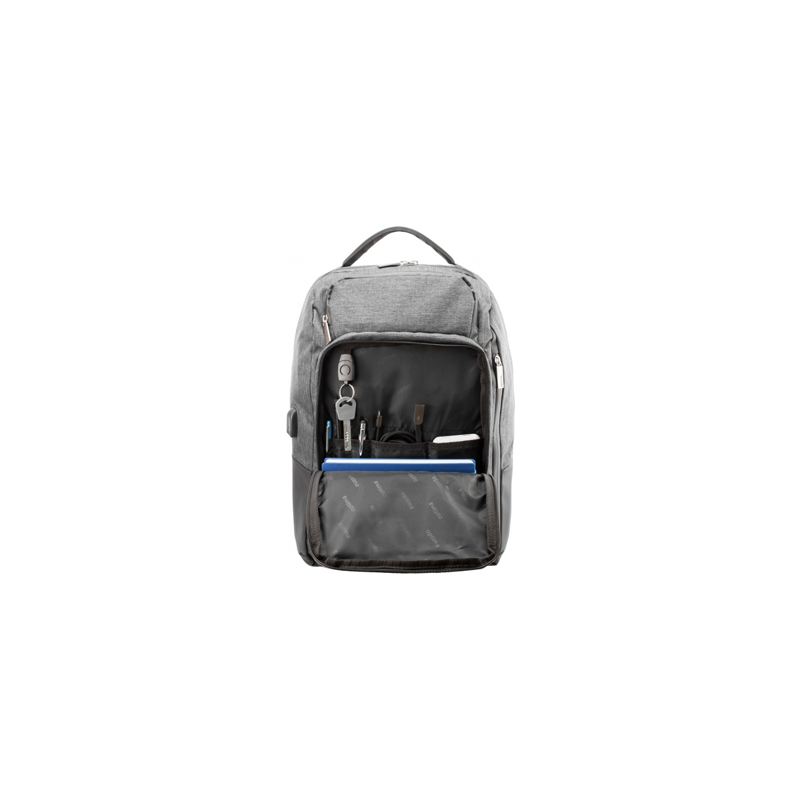 Рюкзак школьный Optima 18" USB Techno унисекс 0.7 кг 26-35 л Серый (O96913-03) изображение 2