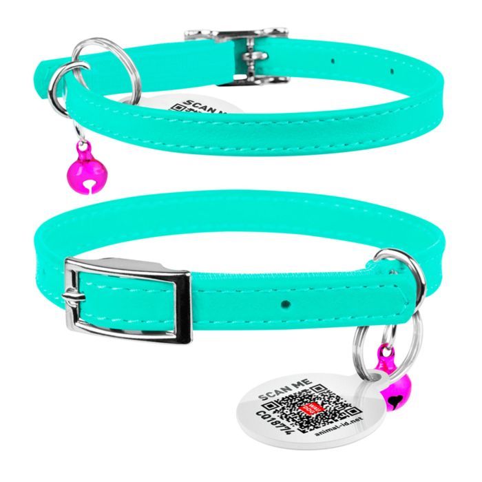 Ошейник для животных WAUDOG Glamour с QR паспортом Д 22-30 см голубой (32482) изображение 4