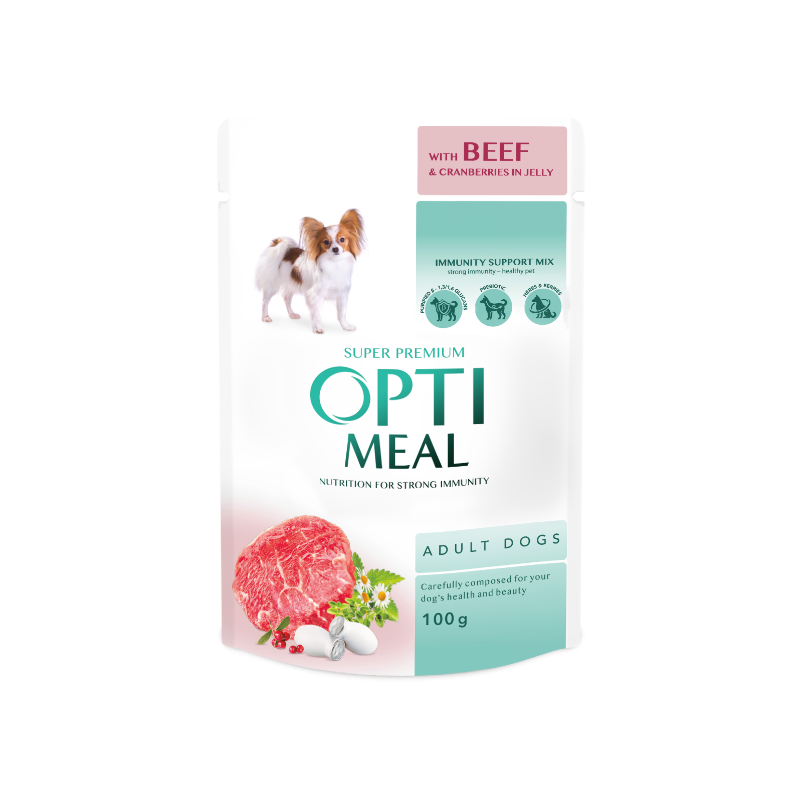 Влажный корм для собак Optimeal с говядиной и клюквой в желе 100 г (4820215369626)
