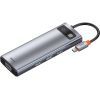 Концентратор Baseus USB3.1 Type-C to USB C(PD)100W/HDMI 4K 30Hz/VGA/USB3.2/RJ45/SD+TF,9in1 Grey (CAHUB-CU0G)