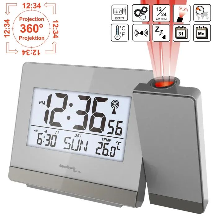 Настільний годинник Technoline WT538 проекційний Silver/Anthracite (DAS301198) зображення 7