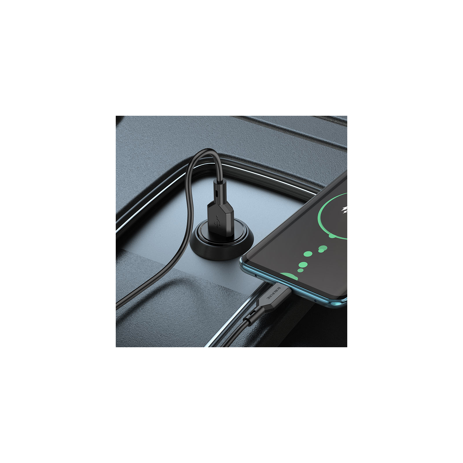 Зарядний пристрій BOROFONE BZ18 single port QC3.0 car charger USB Black (BZ18B) зображення 5
