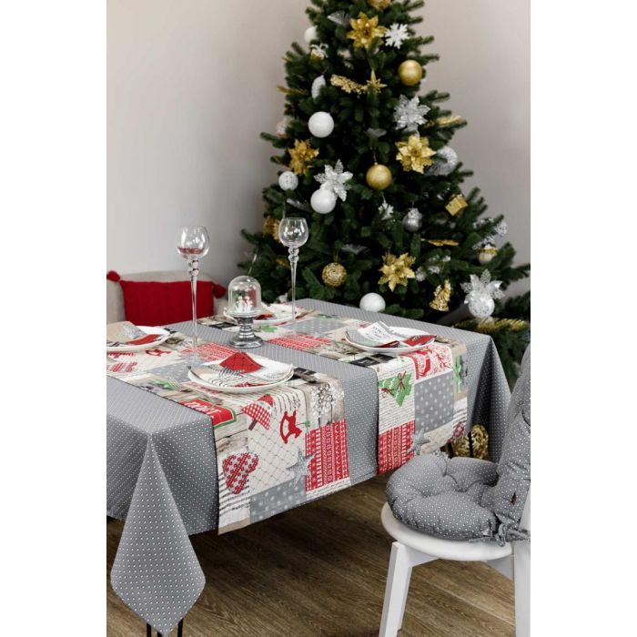Скатерть Прованс Merry Christmas серая 220x132 см (4823093451575)