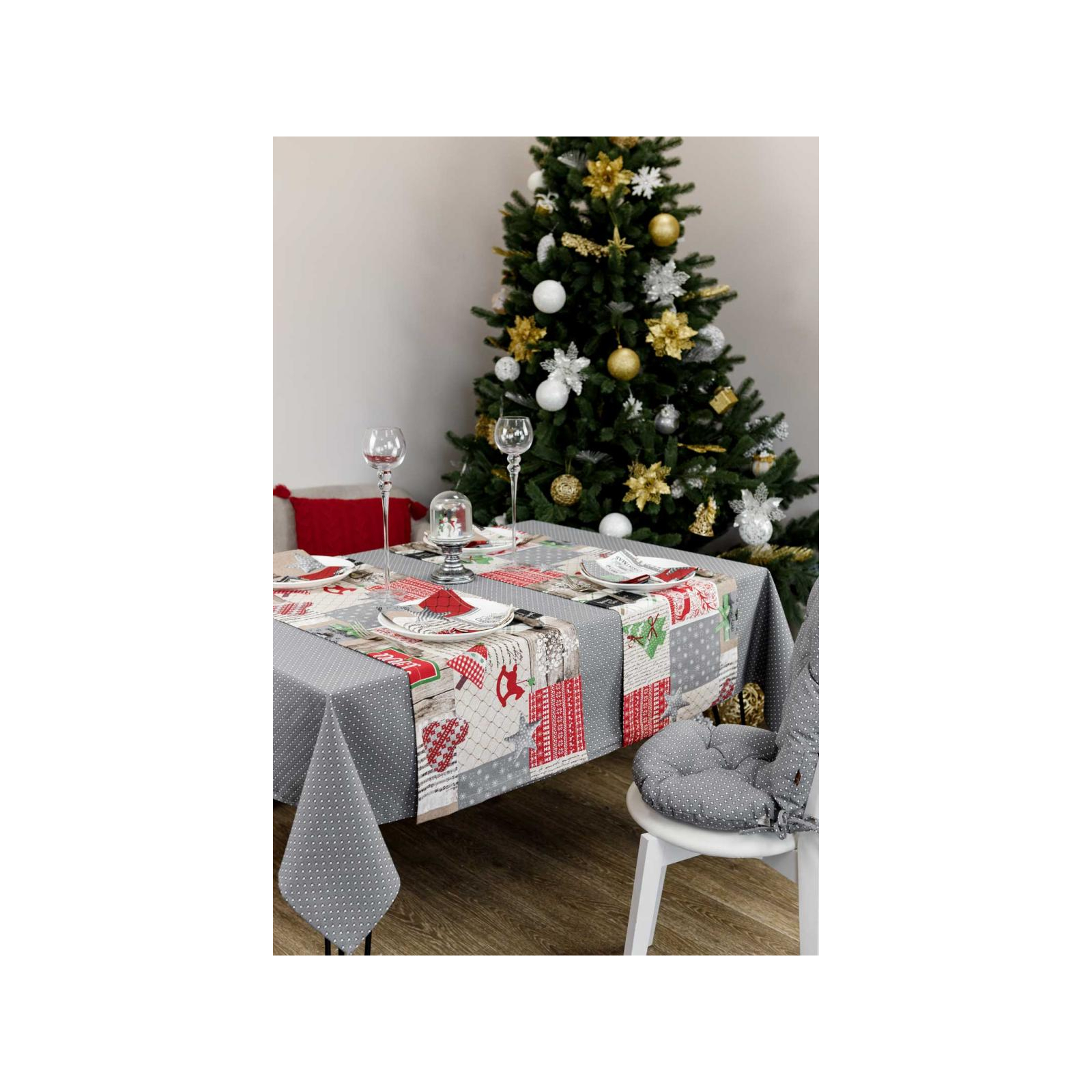 Скатертина Прованс Merry Christmas сіра 120x132 см (4823093451551)