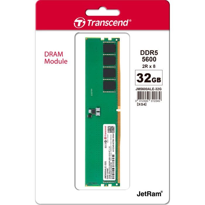 Модуль памяти для компьютера DDR5 16GB 5600 MHz JetRam Transcend (JM5600ALE-16G) изображение 2