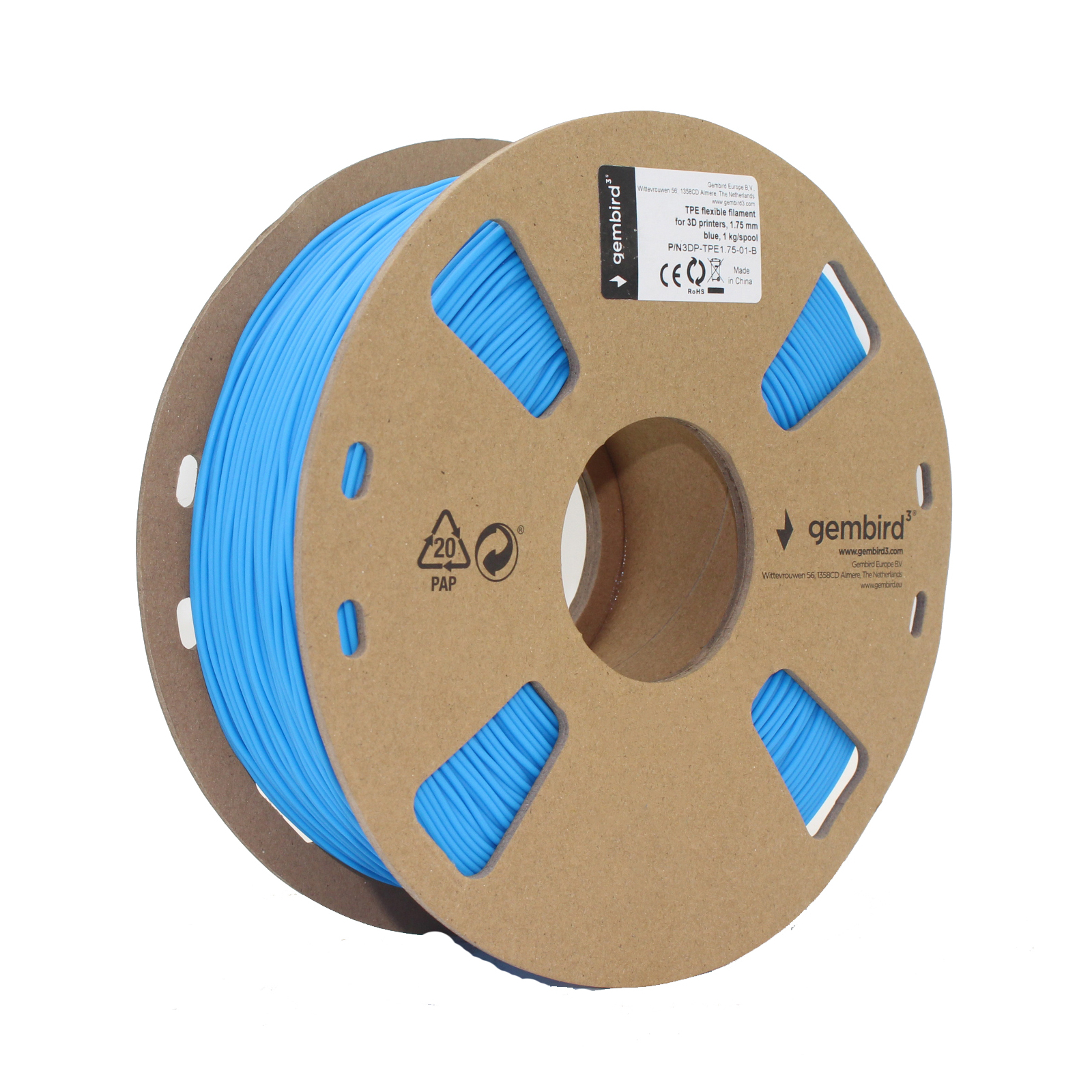 Пластик для 3D-принтера Gembird TPE, 1.75 мм, blue, 1 kg (3DP-TPE1.75-01-B) зображення 2