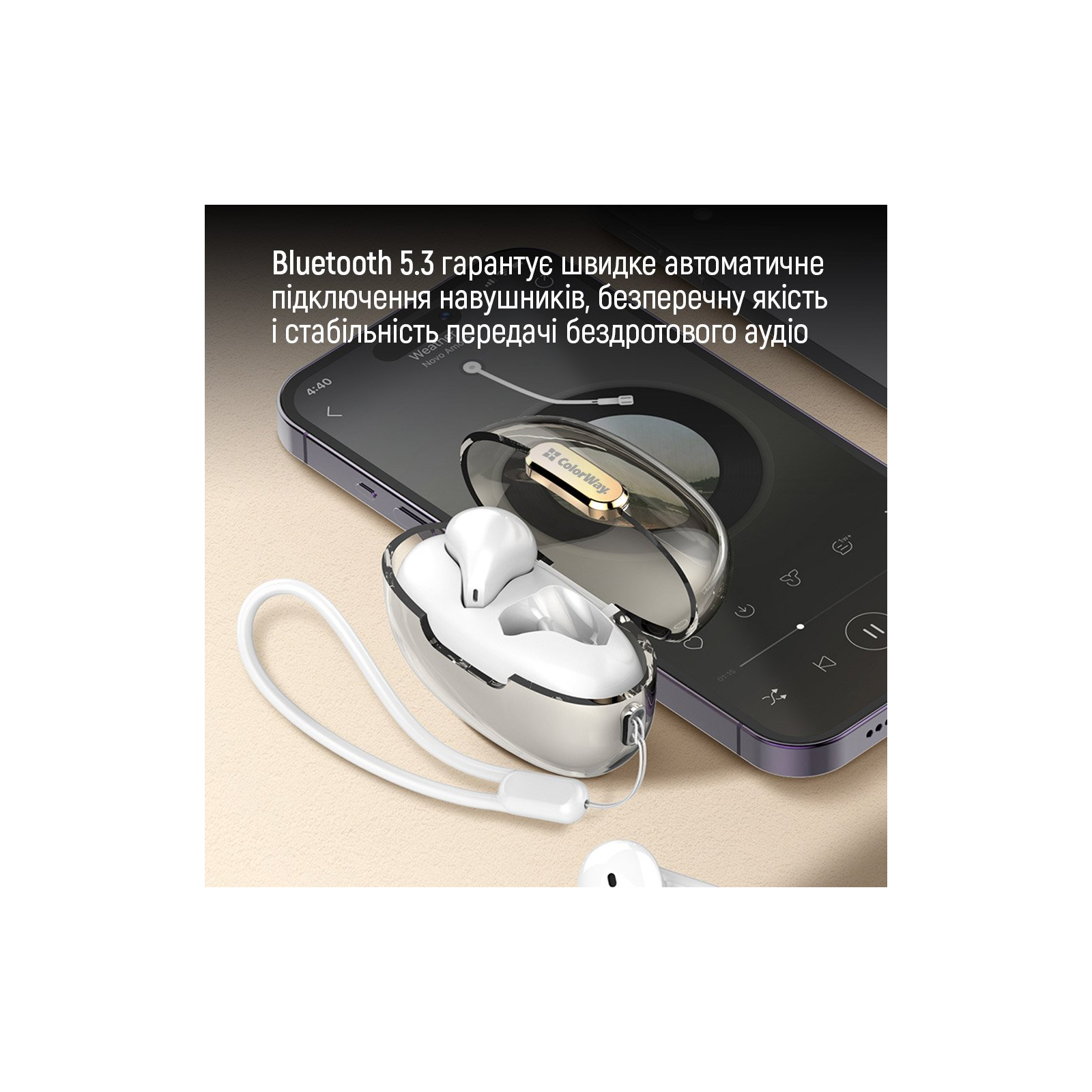 Навушники ColorWay Slim TWS-2 Earbuds White (CW-TWS2WT) зображення 6