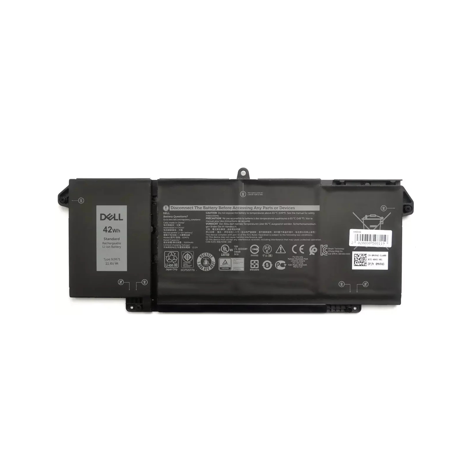Аккумулятор для ноутбука Dell Latitude 7320 9JM71, 42Wh (3500mAh), 3cell, 11.4V, Li-ion (A47872)