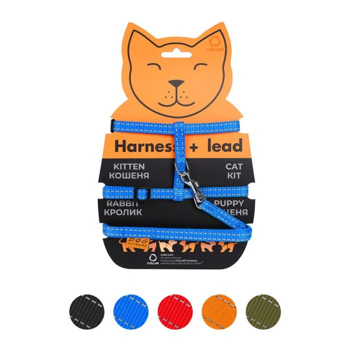 Шлей для кошек Dog Extreme из нейлона с поводком Ш 10 мм Д 110 см голубая (42852)