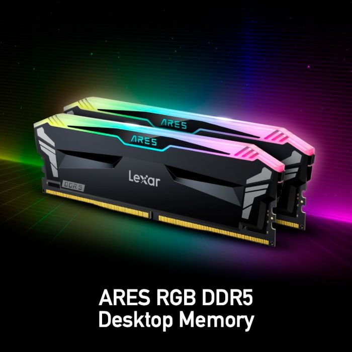 Модуль пам'яті для комп'ютера DDR5 32GB (2x16GB) 7200 MHz Ares RGB Black Lexar (LD5U16G72C34LA-RGD) зображення 6