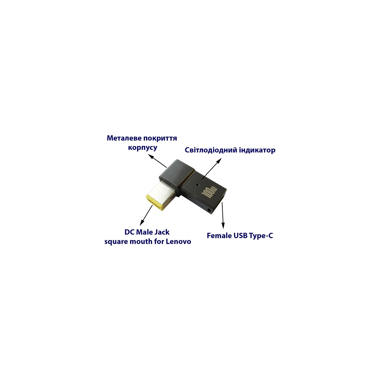 Переходник PD 100W USB-C F to DC Male Jack square mouth Lenovo Thinkpad ST-Lab (PD100W-Lenovo) изображение 2