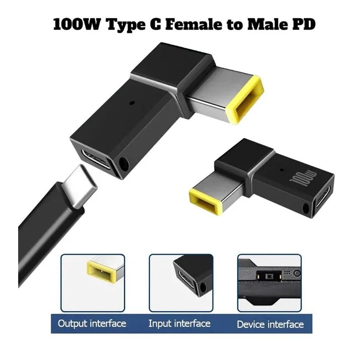 Перехідник PD 100W USB-C F to DC Male Jack square mouth Lenovo Thinkpad ST-Lab (PD100W-Lenovo) зображення 4