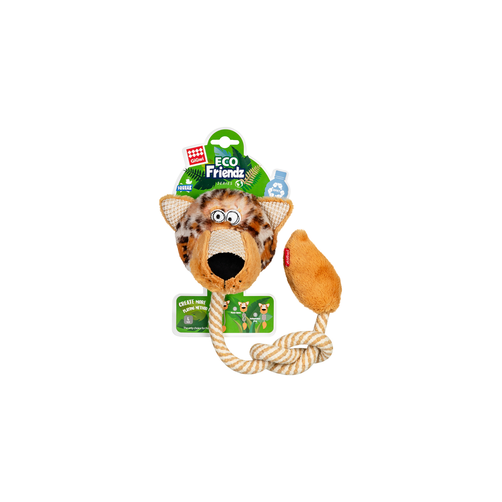 Іграшка для собак GiGwi Eco Friendz Леопард з пищалкою та мотузкою 76 см (2242) зображення 2