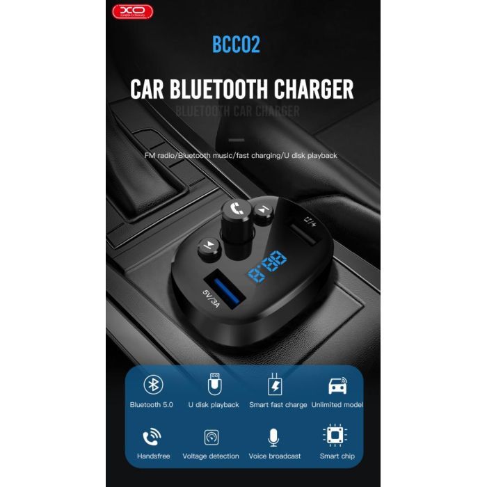 FM модулятор XO BCC-02 3.1A/2 USB Black (ВCC-02) зображення 5