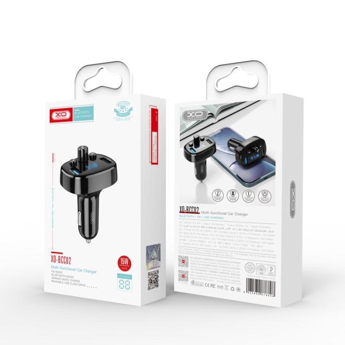 FM модулятор XO BCC-02 3.1A/2 USB Black (ВCC-02) зображення 6