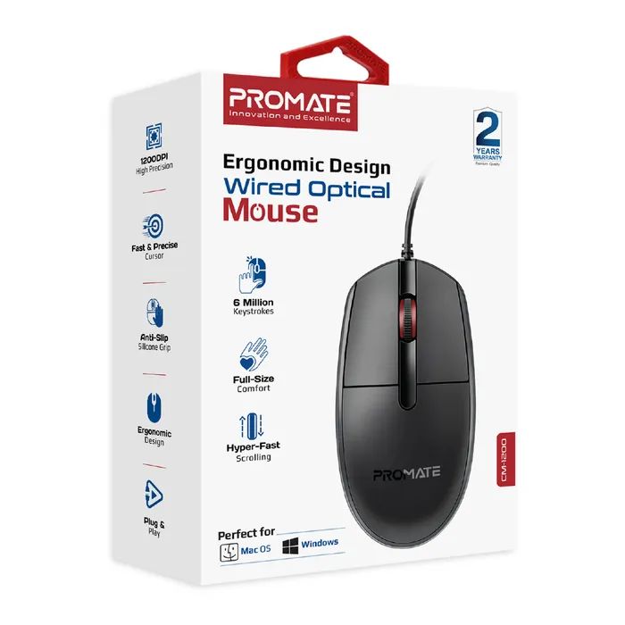 Мышка Promate CM-1200 USB Black (cm-1200.black) изображение 2