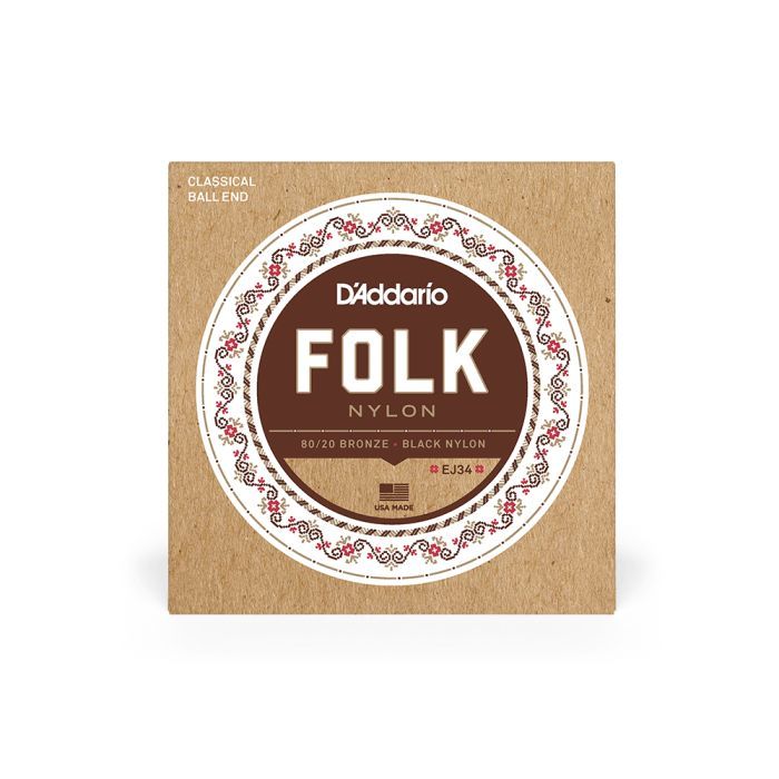 Струны для гитары D'Addario Folk Nylon 80/20 Bronze Ball End Black Treble (EJ34)