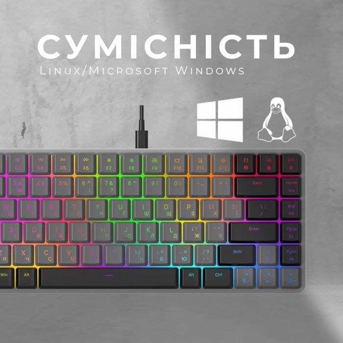 Клавиатура GamePro MK141R Red Swich Low Profile RGB USB Dark Gray (MK141R) изображение 11