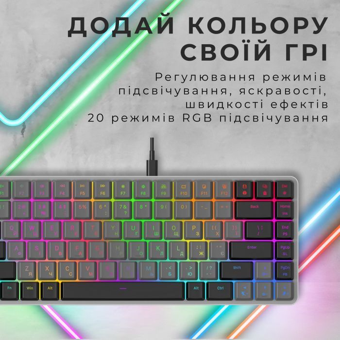 Клавиатура GamePro MK141R Red Swich Low Profile RGB USB Dark Gray (MK141R) изображение 12