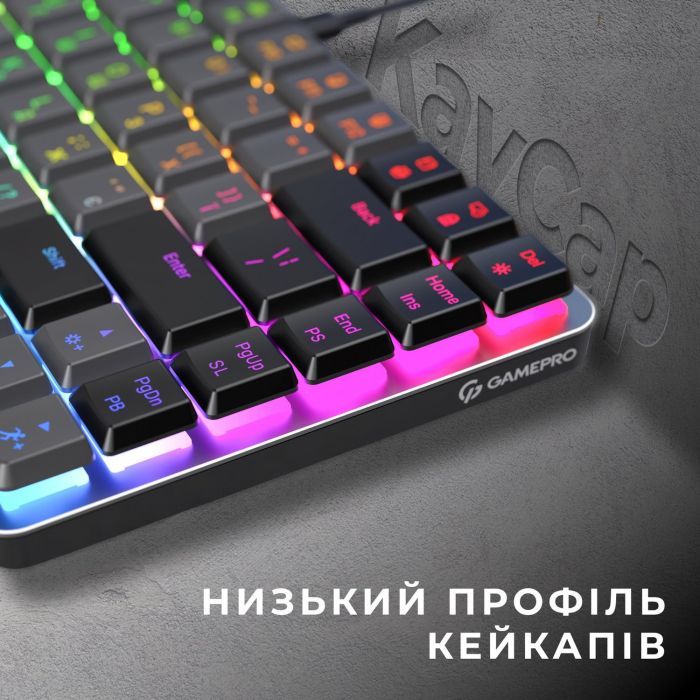 Клавиатура GamePro MK141R Red Swich Low Profile RGB USB Dark Gray (MK141R) изображение 5