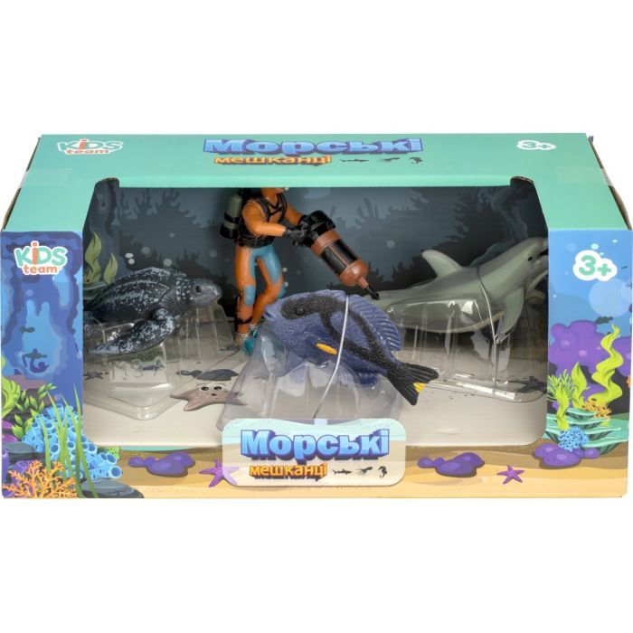 Фігурка Kids Team Морські мешканці: блакитний хіруг, морська черепаха, дельфін, аквалангіст (Q9899-P25_1) зображення 2