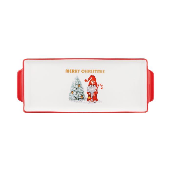 Блюдо Ardesto Christmas Gnomes, 30х12см, порцеляна, прямокутна (AR3061)