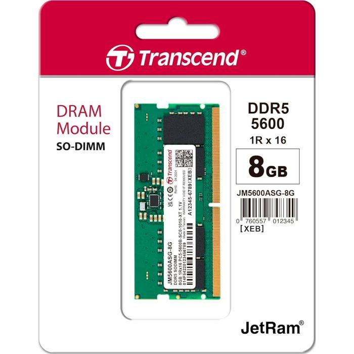 Модуль памяти для ноутбука SoDIMM DDR5 8GB 5600 MHz Transcend (JM5600ASG-8G) изображение 2