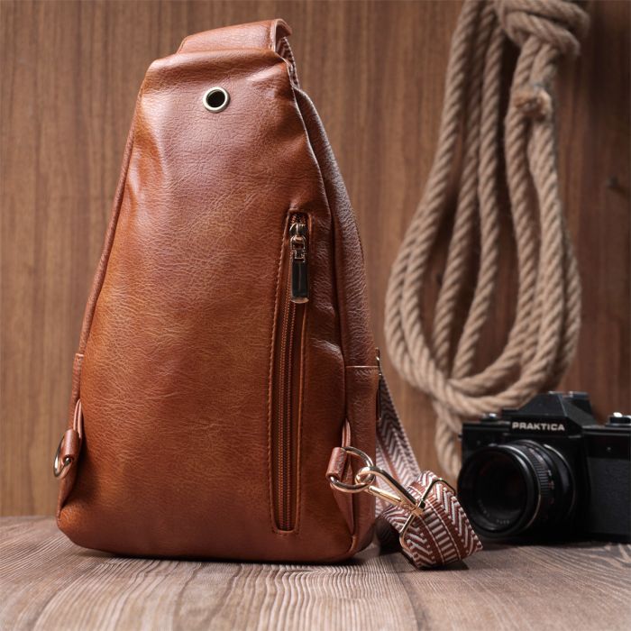 Сумка Vintage Женская слинг из экокожи Рыжая (22749) изображение 11