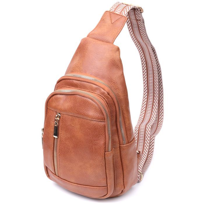 Сумка Vintage Женская слинг из экокожи Рыжая (22749)