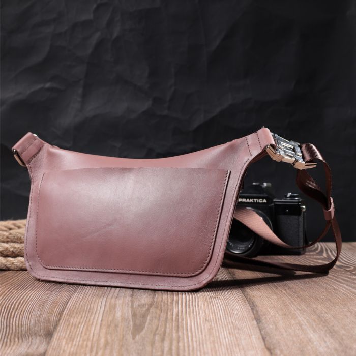 Сумка Grande Pelle Бананка из натуральной кожи Бежевая (22816) изображение 10