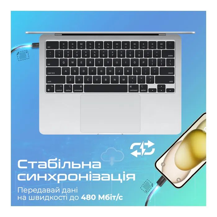 Дата кабель USB-C to Lightning 1.2m Promate (ecoline-ci120.white) изображение 4